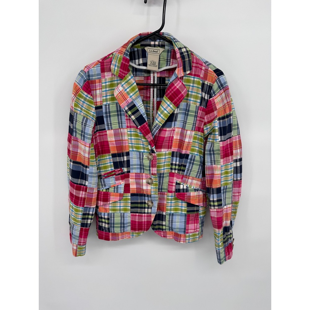 Ll Bean Patchwork Plaid Blazer Jacket Women's 14 … - image 1